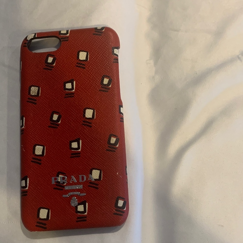 Prada Red Patterned Phone Case